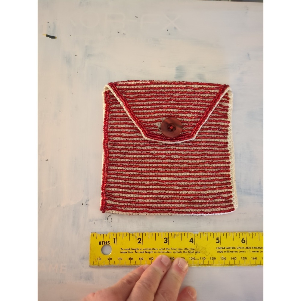 Red Beaded Crochet Purse